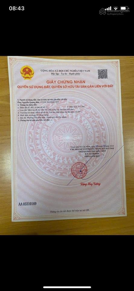 Bán đất mặt tiền đường bờ kè 18 x 31 (128m2 thổ) phường chánh nghĩa tp thủ dầu một, bình dương