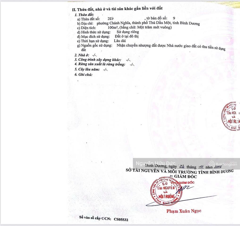 Bán nhà mặt tiền ngô gia tự (5 x 20) 100% thổ. phường chánh nghĩa tp, thủ dầu một, bình dương