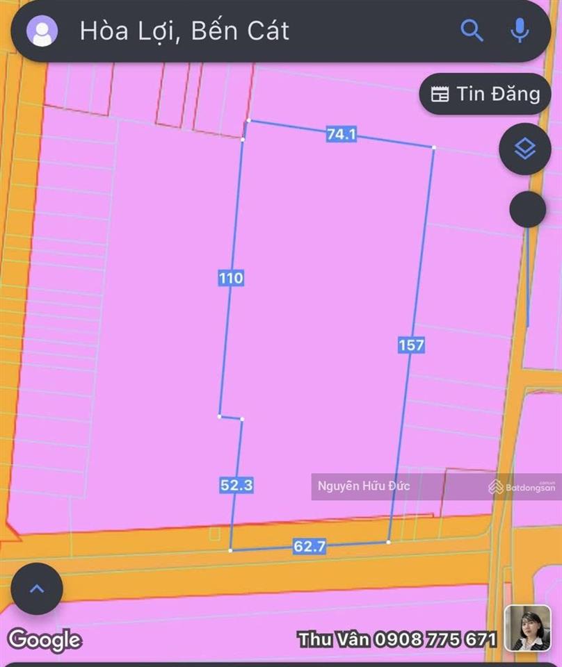 Bán đất đường nhựa 8.533m2 (thổ cư 2.000m2) phường hoà lợi, bến cát, bình dương