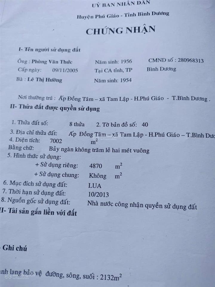 Bán 1ha đất mặt tiền đh 501, tam lập, phú giáo trục đường chính vào kcn vsip 4 giá 17 tỷ