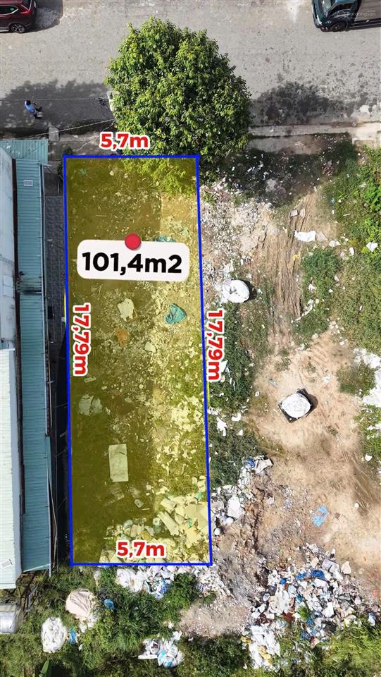 Lô đẹp hơn 100m, ngang 5,7m sát kcn, đường nhựa, dân cư hiện hữu, shr, chính chủ bán
