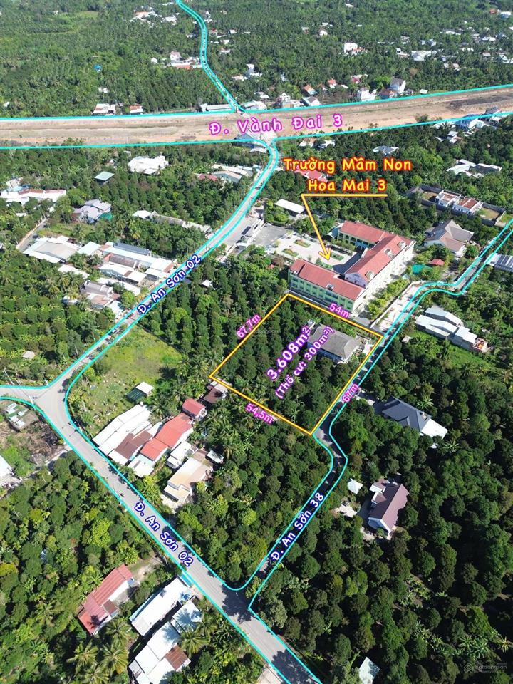 Bán nhà vườn an sơn 38 thuận an, mặt tiền 65m, 300m² thổ cư, giá tốt chỉ 10 triệu/m²