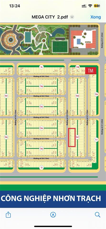 Khách gửi bán lô th7xx đường 15m dự án mega city 2 giá 1ty550