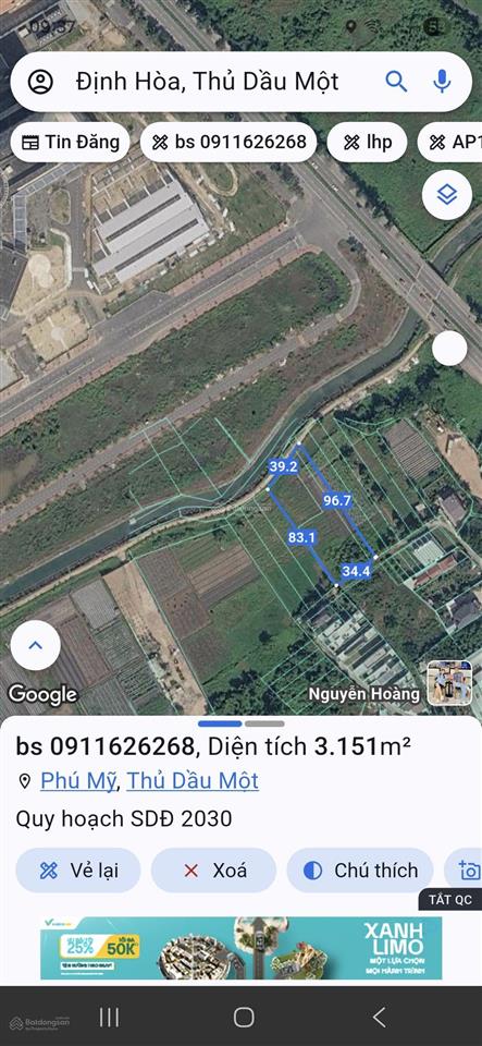 Bán lô đất 2 mặt tiền trước sau đối diện bệnh viện 1500 giường