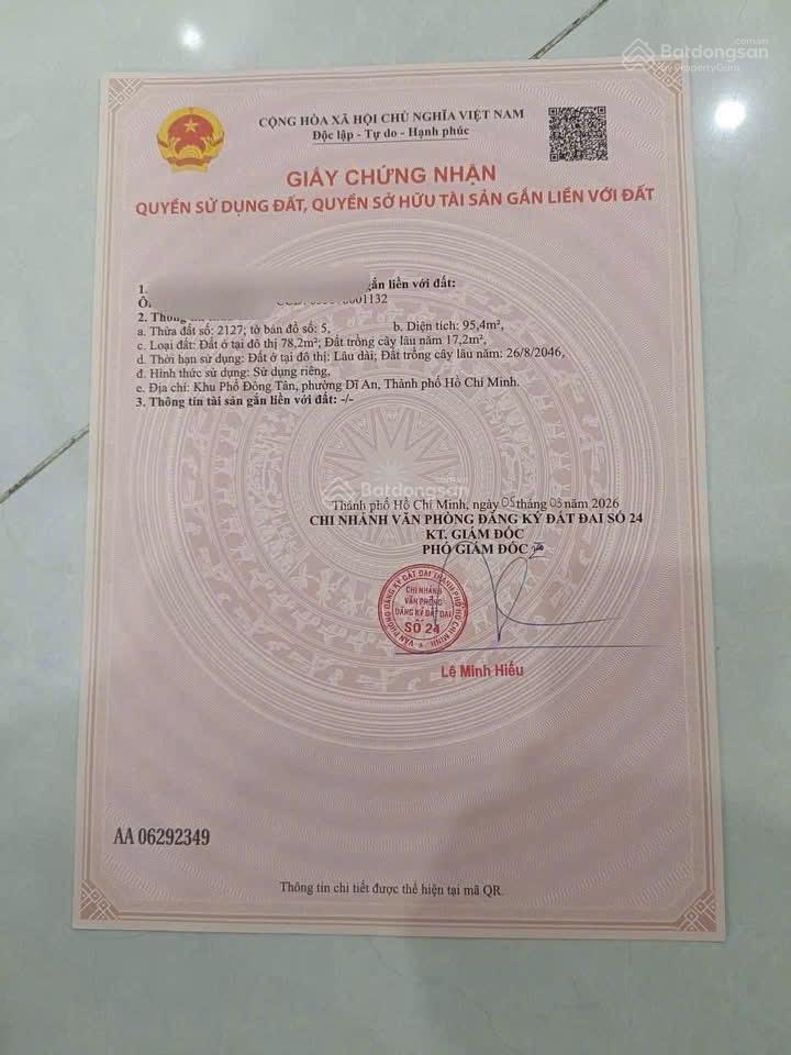 Bán lô đất hẻm đường 6 m gần cụm trường học dĩ an 1,2,3 hẻm phan bội châu phường dĩ an