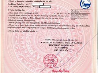 Bán lô đất đường nhựa 6m thông, dt 134,9m (5x27m) trung tâm thủ dầu một