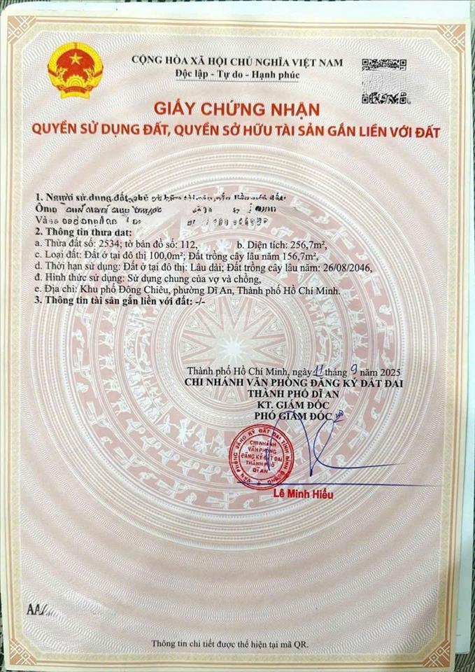 Chính chủ cần bán mt kinh doanh lê hồng phong ở ngã 3 cây điệp, dĩ an, dt 256,7m2, thổ cư 200m2