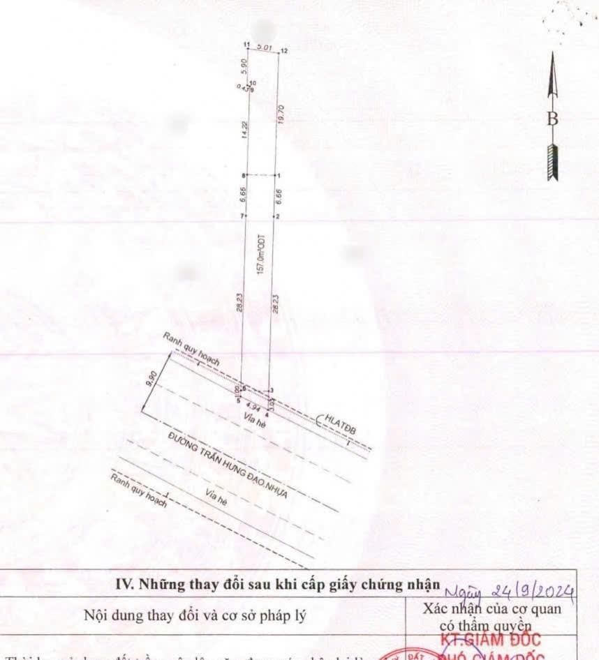 Chính chủ đại hạ giá bán lô đất tặng nhà c4. ổ trần hưng đạo. dt 258m2. ngang 4,9m. nở hậu