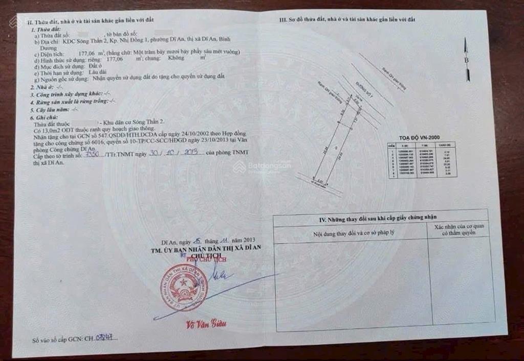 Chính chủ cần bán mt bờ hồ dĩ an. gần khu tthc, đông đúc. mát mẻ. dt 177m2. ngang 5m. thổ cư 100%