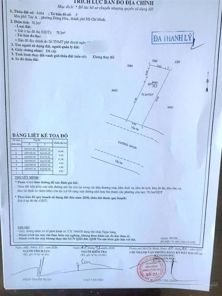 Chính chủ cần bán 2 lô đất ở kdc đông hòa. dt 77m² và 79m². ngang 4,5m. gần s.thị. trường học