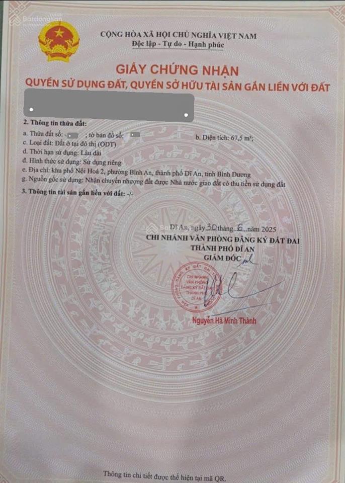 Bán đất kdc gần làng đại học quốc gia, p.bình an, tp.dĩ an.