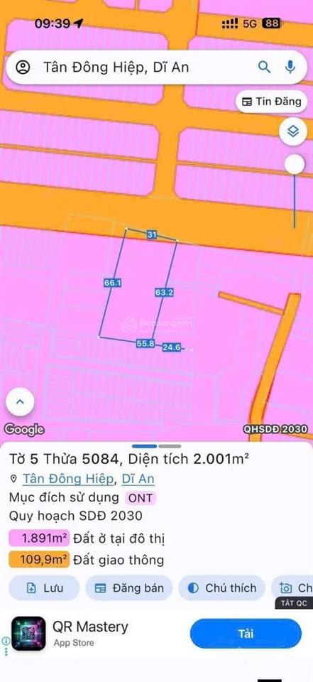 Chính chủ cần bán đất xây biệt thự ở kdc tứ hải, tân đông hiệp. dt 2000m2, đường số 2, đường 16m