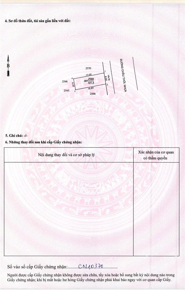 Chính chủ cần bán đất châu thới đẹp. ngang 6m. thuận tiện đi biên hoà, làng đhqg. dt 101m2. 100%thổ