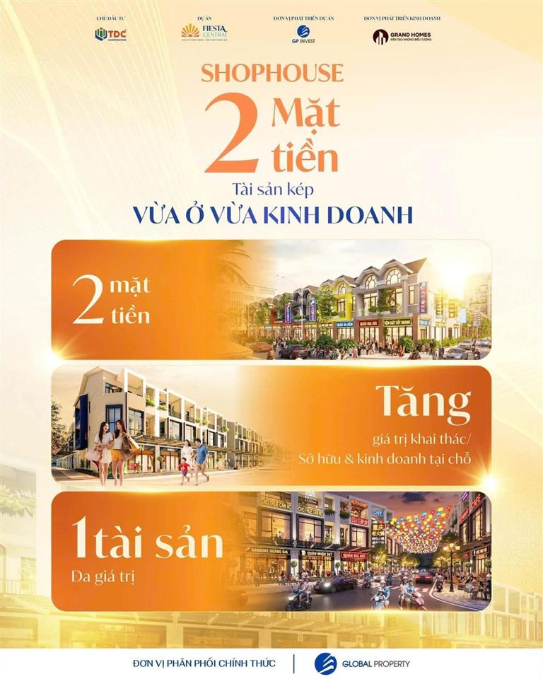 Nhà shophouse fiesta central becamex giá ngoại giao tại thành phố mới