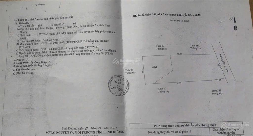 Bán kho, nhà xưởng tại đường thuận giao 5, 15 tỷ, dt 1277.9m2