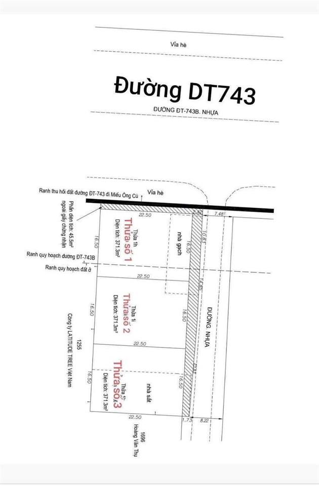 Hiếm có 1113m2 full thổ cư góc 2 mặt tiền dt743 ngang tới 22m ngay ngã 4 550  kcn sóng thần 2