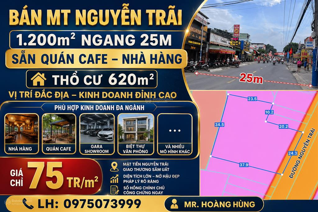 Siêu mặt tiền kinh doanh ngang 25m nguyễn trãi dt 1200m2 cực đẹp kinh doanh vip