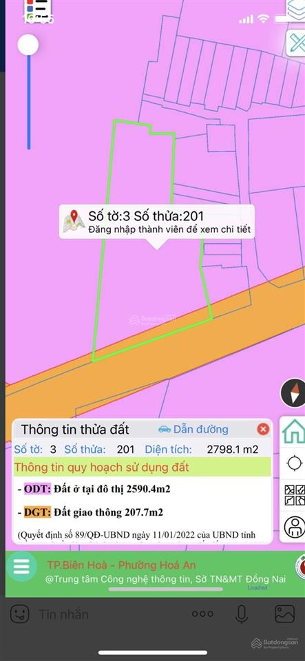 Đất trống 2789m2 ngang 48m mặt tiền đường huỳnh mẫn đạt gần cầu hoá an làm kho xưởng