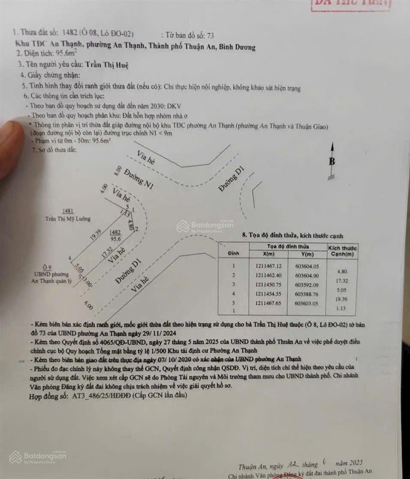 Cần tiền bán gấp lô góc khu tái định cư an thạnh, đường nhựa 10m cách thủ khoa huân 20m giá 3,8 tỷ