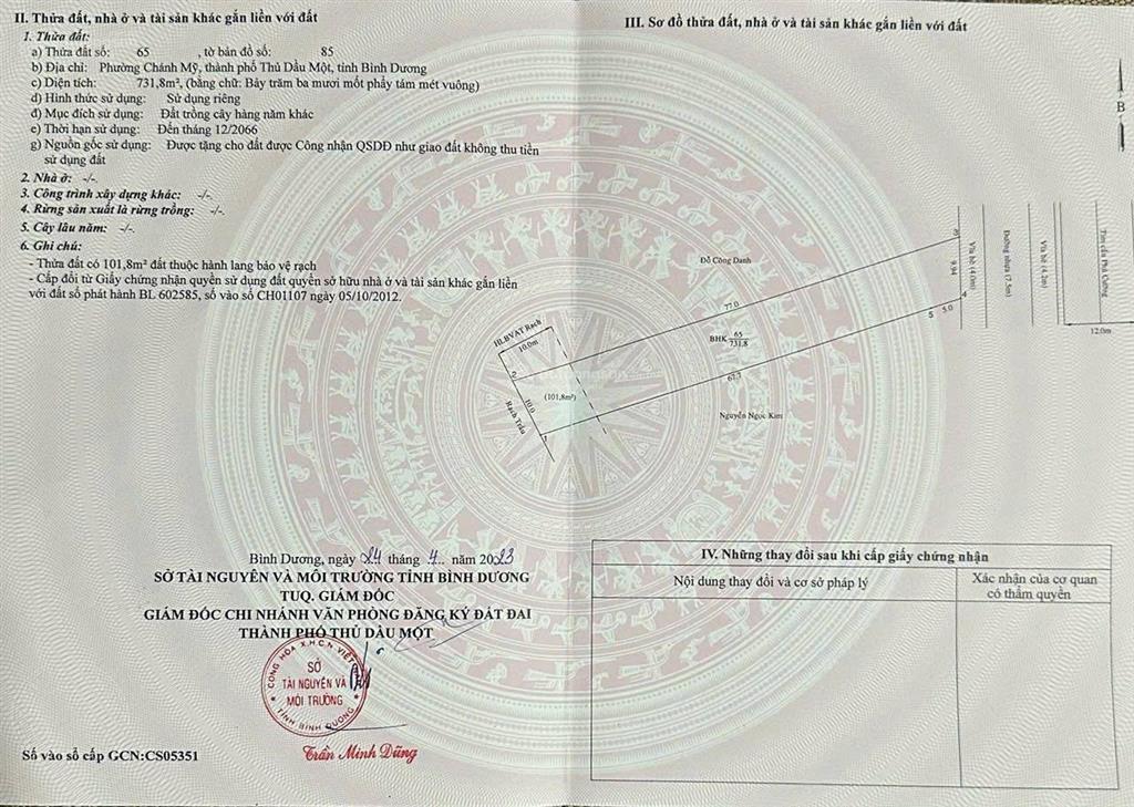 Bán đất ngay cầu phú cường. mặt đường bạch đằng  huỳnh văn cù. giá 9,3 tr/m2.  0975 222 ***