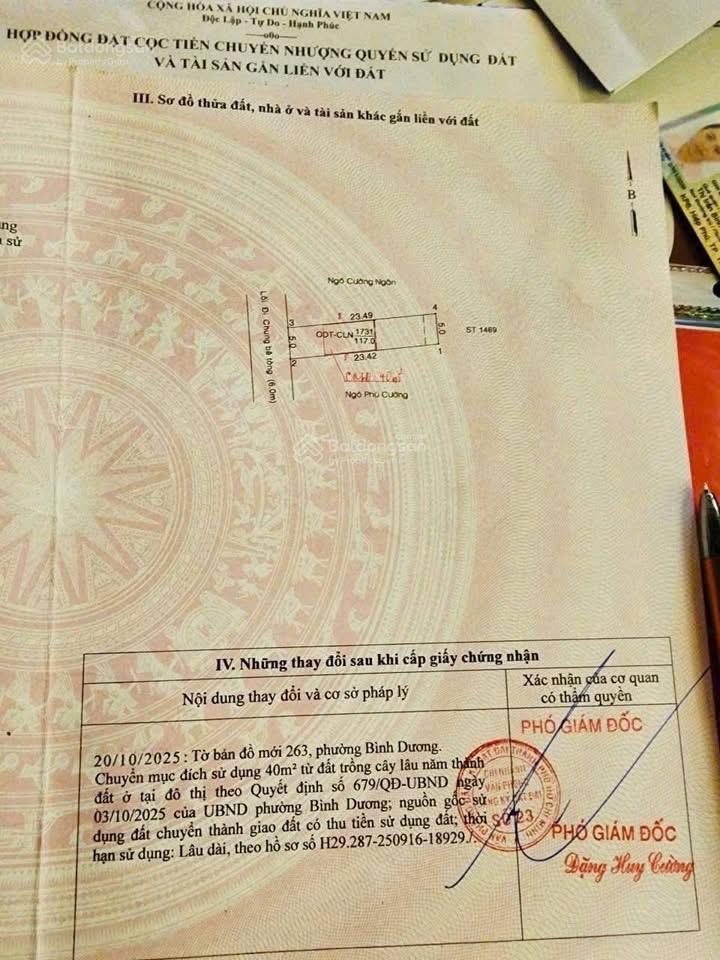 Đất gần chợ phú mỹ, dt 5x23.5 (79m thổ cư) giá 2tỷ590tr