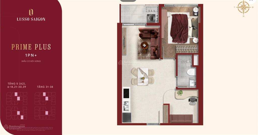 Căn hộ cao cấp lusso saigon 1pn+ giá tốt bảng hàng, ưu đãi tốt, chỉ 11% ký hđmb.  0938 656 ***
