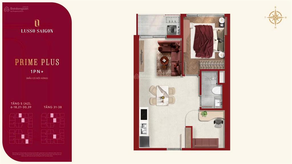 Căn hộ cao cấp lusso 1pn+ giá tốt nhất dự án, chỉ 11% sở hữu ngay, đến khi nhận nhà.  0938 656 ***