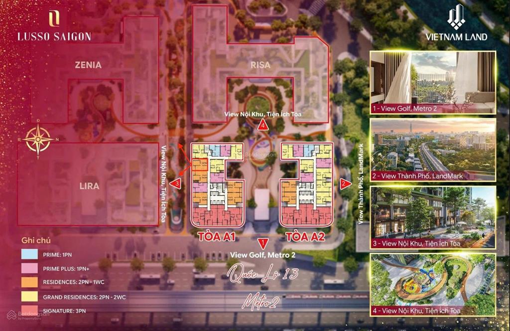 Căn hộ lusso 2pn  diện tích 61,85m2, giá tốt nhất bảng hàng, thanh toán 10% ký hđmb.  0938 656 ***