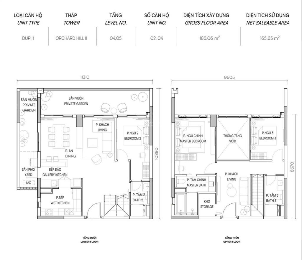 Sang nhượng duplex orchard hill diện tích sàn 186m2 thiết kế 1 trệt 1 lầu giá ngộp