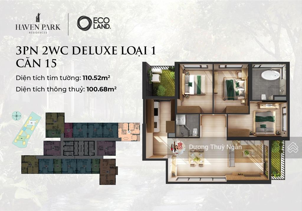 Ngân dương ecopark cho thuê  căn hộ 3pn 100m² haven park ecopark full đồ đẹp như ảnh, 17 tr/tháng