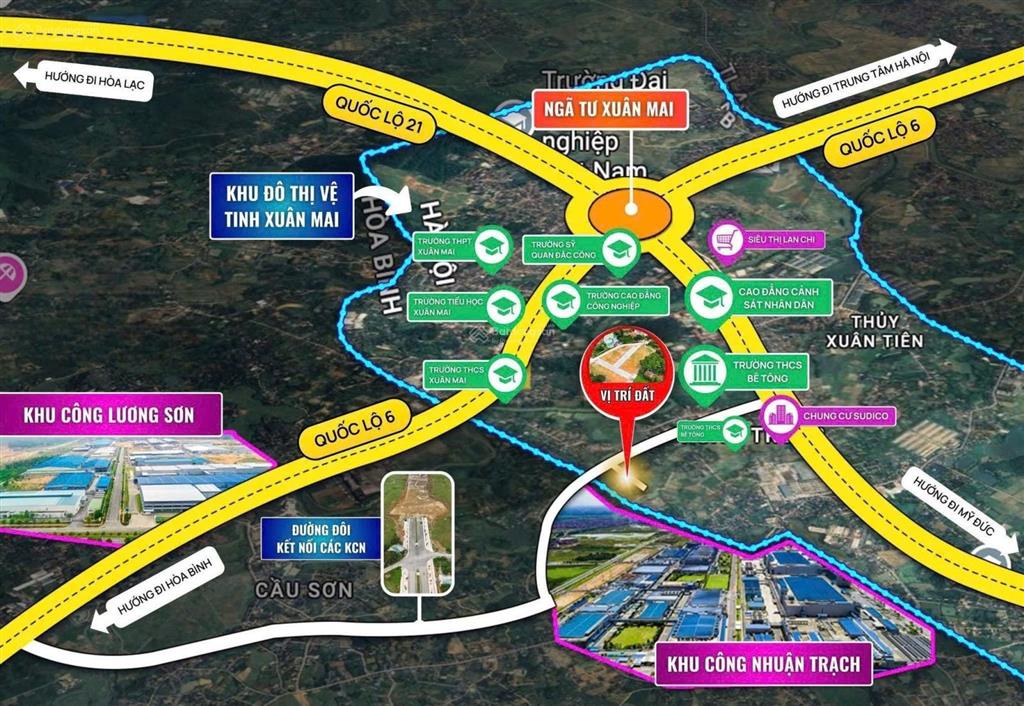 Bán đất thị trấn xuân mai cách đường hồ chí minh khoảng hơn 1km