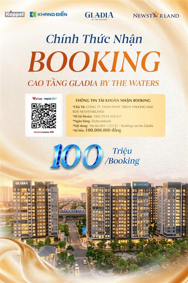 Pkd khang điền chính thức nhận booking căn hộ hạng sang gladia heights 100triệu/booking