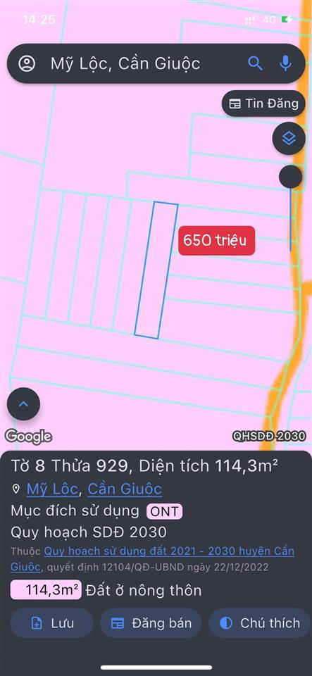 Bán đất nền mỹ lộc  cần giuộc 650 triệu. sổ sẵn, cạnh kcn