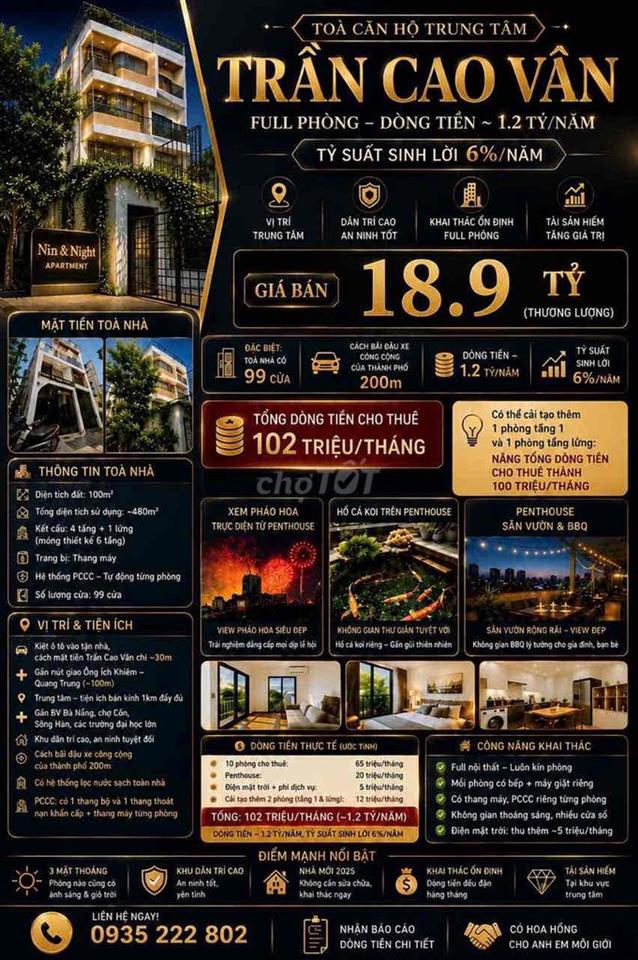 Bán căn nhà dòng tiền doanh thu 1.1 tỷ/năm, gần ngã tư Trần Cao Vân QT