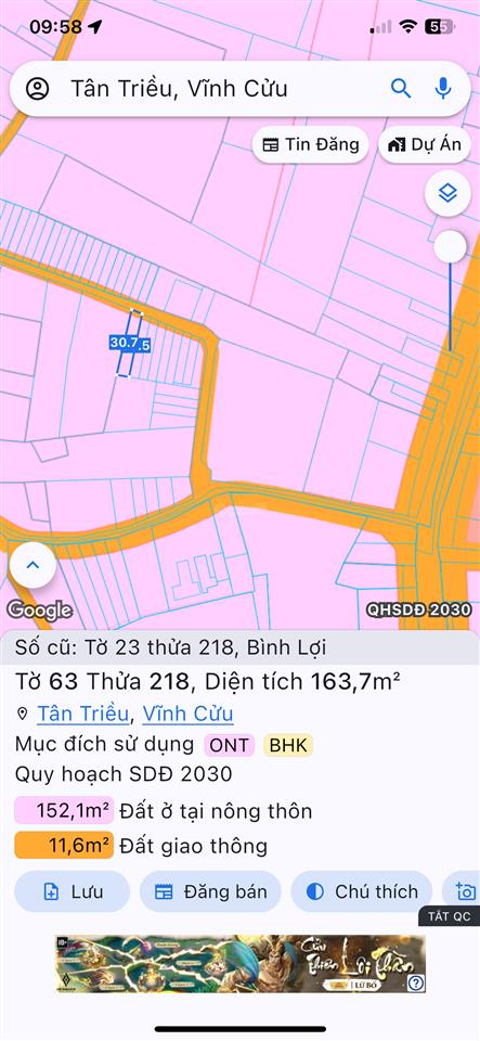 Bán đất tại bàu tre, 1,5 tỷ, 163m2, pháp lý đầy đủ, giá siêu hời