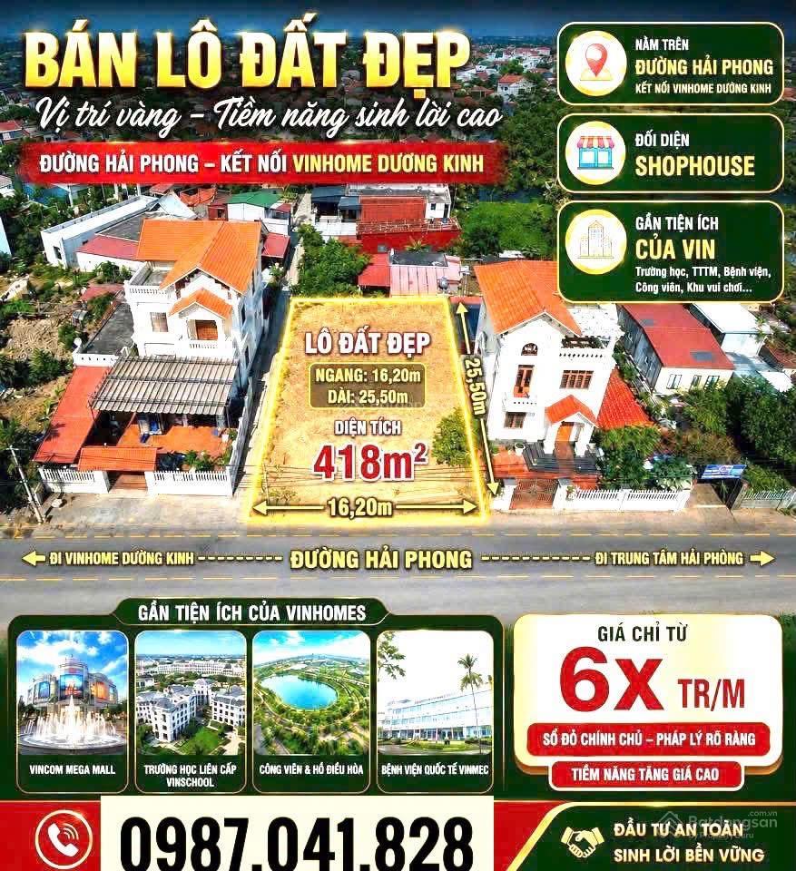 Siêu phẩm 418m2 lô góc mặt trục đại lộ vinhomes dương kinh giá tốt