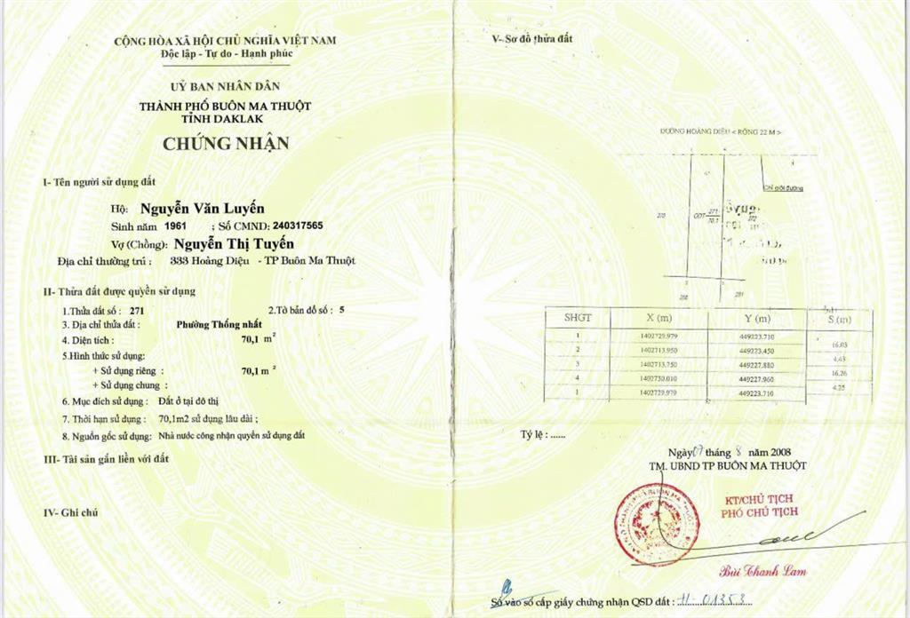 Bán nhà riêng tại 333 hoàng diệu, phường buôn ma thuột, 8,2 tỷ, 70,1m2, giá ưu đãi