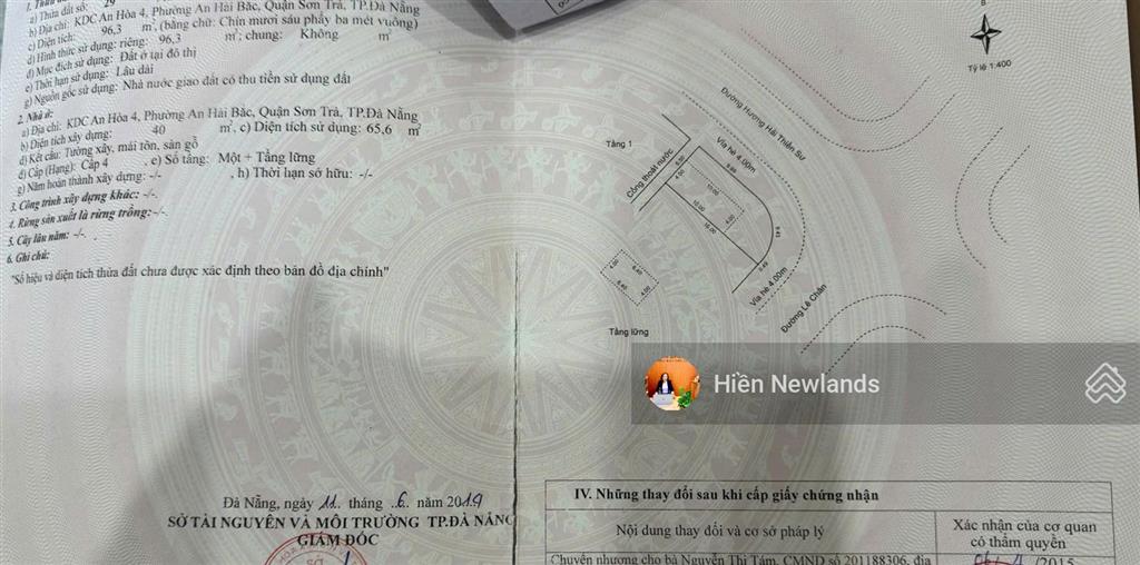 Bán đất 2 mặt tiền đường 7,5m lê chân giao hương hải thiền sư, gần chợ an hải bắc, ngang 6,5m