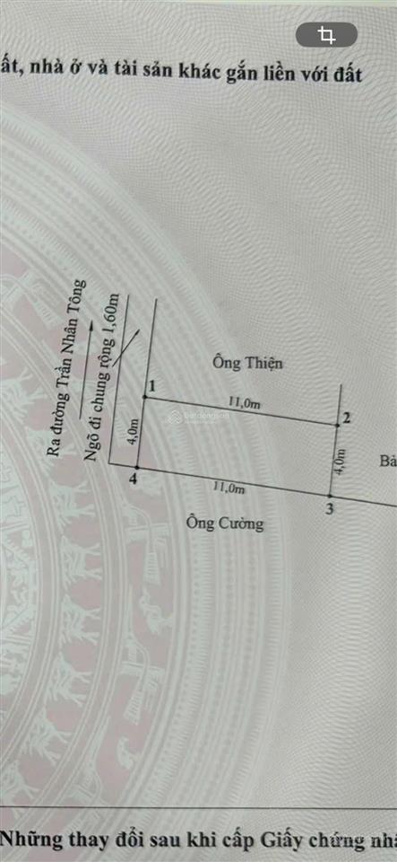 44m2 đất ngõ 47 trần nhân tông  cách mặt đường chính 50m.