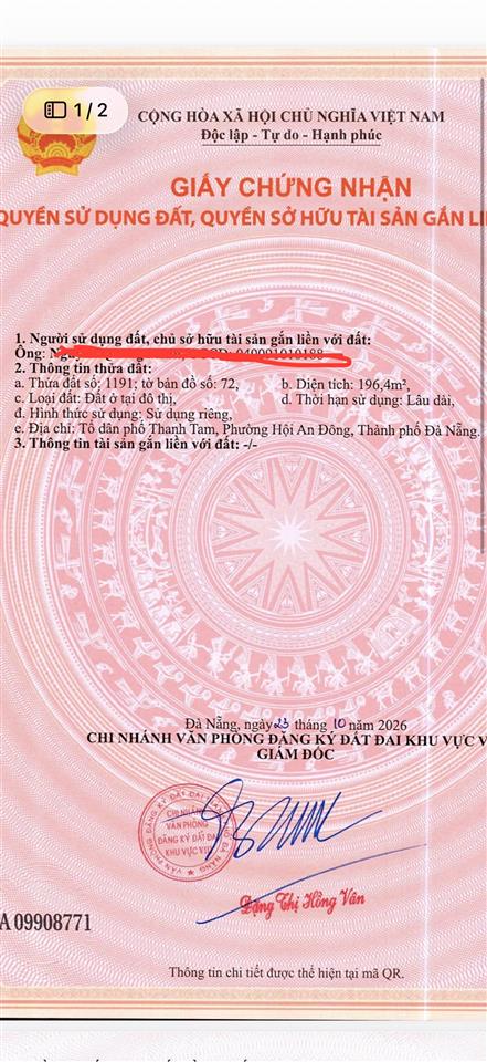 Bán đất view sông cẩm thanh  hội an  7,8 tỷ diện tích 194m2