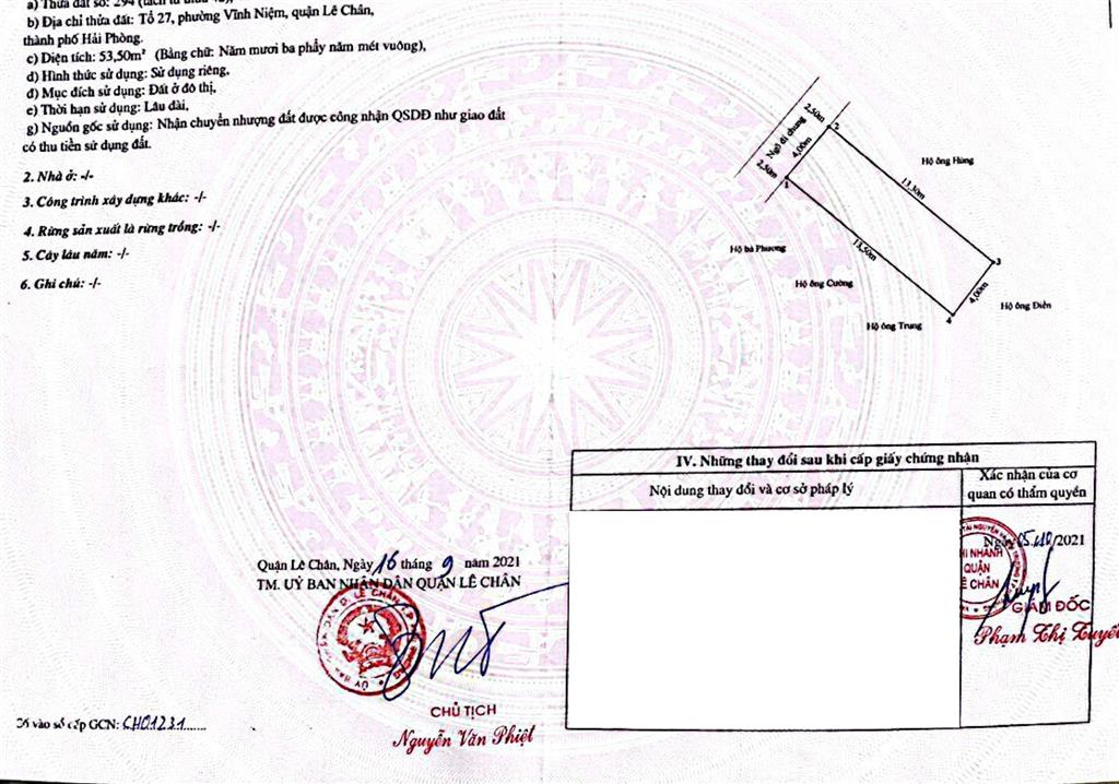 THANH LÝ NHÀ 4 TẦNG PHỐ VĨNH TIẾN, QUẬN LÊ CHÂN, HẢI PHÒNG