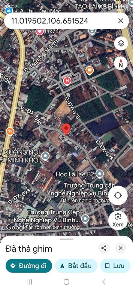 Đất xây biệt thự, kho xưởng đx081, định hòa. 20x45 thổ cư 200m đường nhựa 8m có vỉa hè giá cực tốt