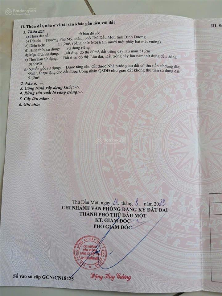 Đất phú mỹ 1 xẹc dx01 vào 20m tới đất, 5x22 thổ cư 60m, đường betong 6m ô tô né nhau giá tốt 2,5 tỷ