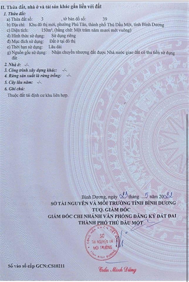 Cần bán 3 lô đường huỳnh văn lũy (tạo lực 7) mỗi lô 5x30m vị trí đẹp nhất giá tốt nhất 6 tỷ một lô