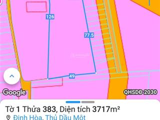 Hàng độc hiếm tại dx62 định hòa 3717m2 thổ cư 1000m2 luôn mà giá rẻ bèo chỉ hơn 8tr/m2 thôi