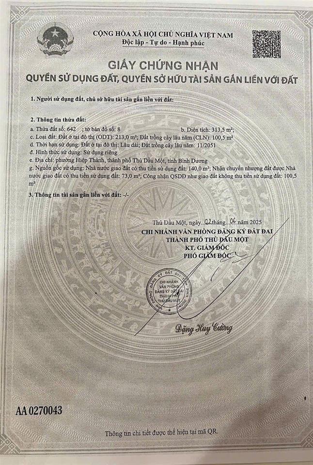 Đất xây biệt thự kdc hiệp thành 3 lô duy nhất có sổ riêng, 313m2 thổ cư 213m2 giá cực kỳ tốt 12,5tỷ