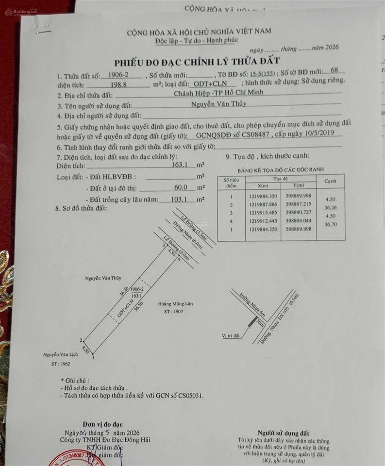 Bán gấp lô đất định hòa cách dx75 vào 30m nhựa 6m thông. diện tích 163m2 thổ cư 60m giá ngộp 2,3 tỷ