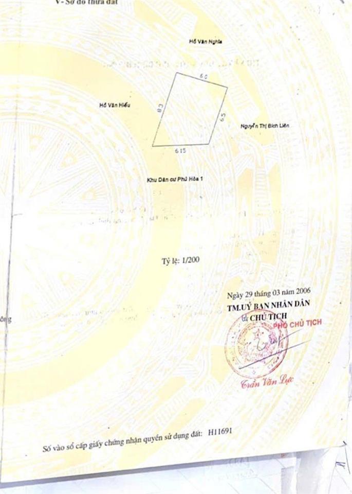 Mặt tiền d1 khu dân cư phú hòa 1 diện tích 6x30m thổ cư 135,8m2 vị trí đẹp giá tốt chỉ 13,5 tỷ