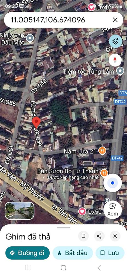 Bán đất đường dx 049 phú mỹ. 8,5x37m thổ cư 100m2 vị trí đẹp xây biệt thự sân vườn giá tốt khu