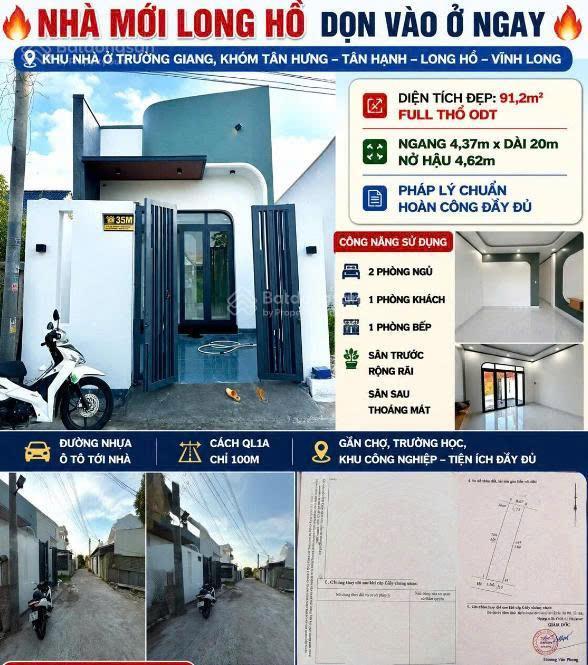 Cần bán gấp nhà mới long hồ khu nhà ở trường giang  dt 91,2m² full thổ odt